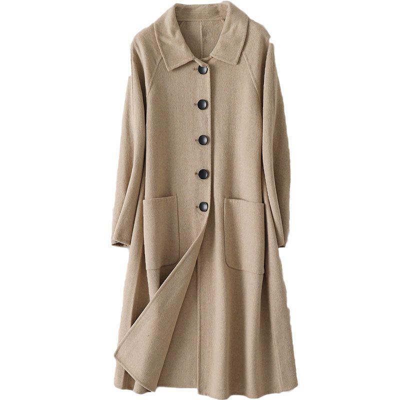 羊毛双面毛呢外套女士春秋时尚新款呢子大衣休闲长款