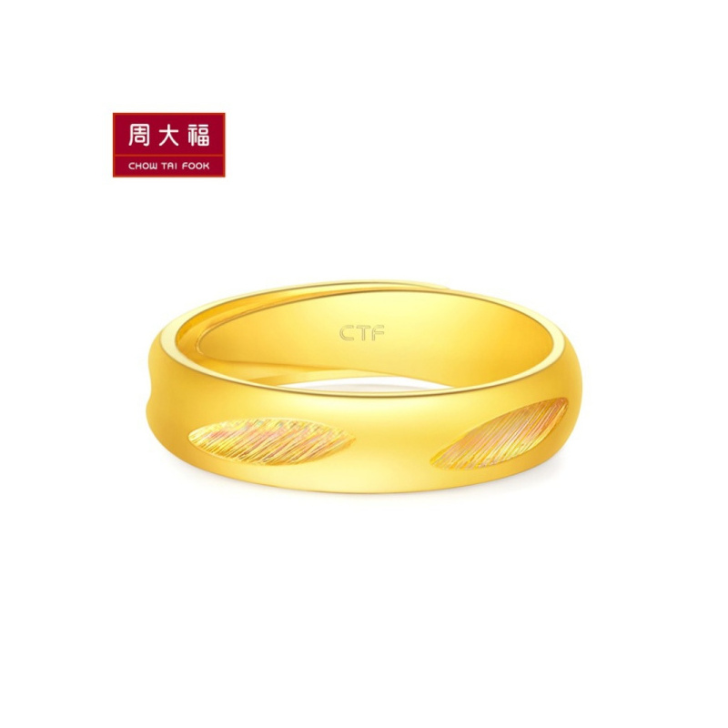 新品周大福简约时尚足金黄金戒指计价工费148元f205340