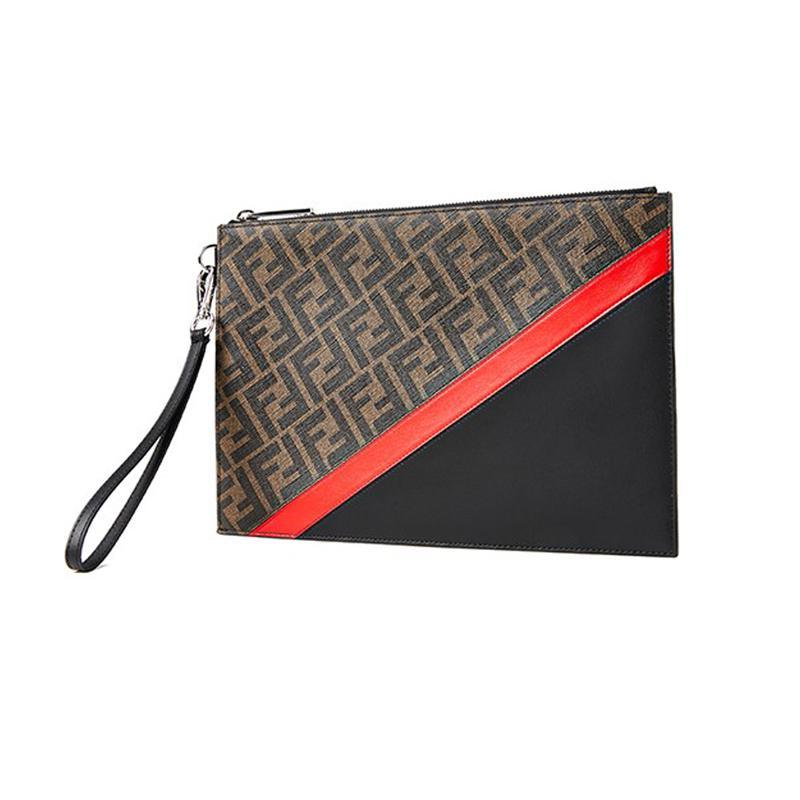 FENDI 20fw 男士 涂层面料配皮手拿包 7N0110 A9XS