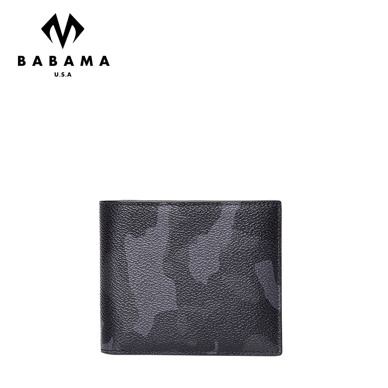 BABAMA男士皮带钱包套装新款时尚迷彩皮带平滑扣腰带板扣长款钱包礼物组合装 黑色927004101