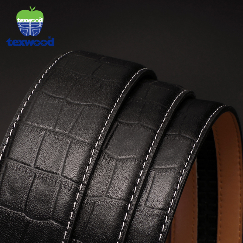 texwood萍果牌 皮带男牛皮商务自动扣裤腰带男士休闲百搭真皮腰带豹子扣礼盒装