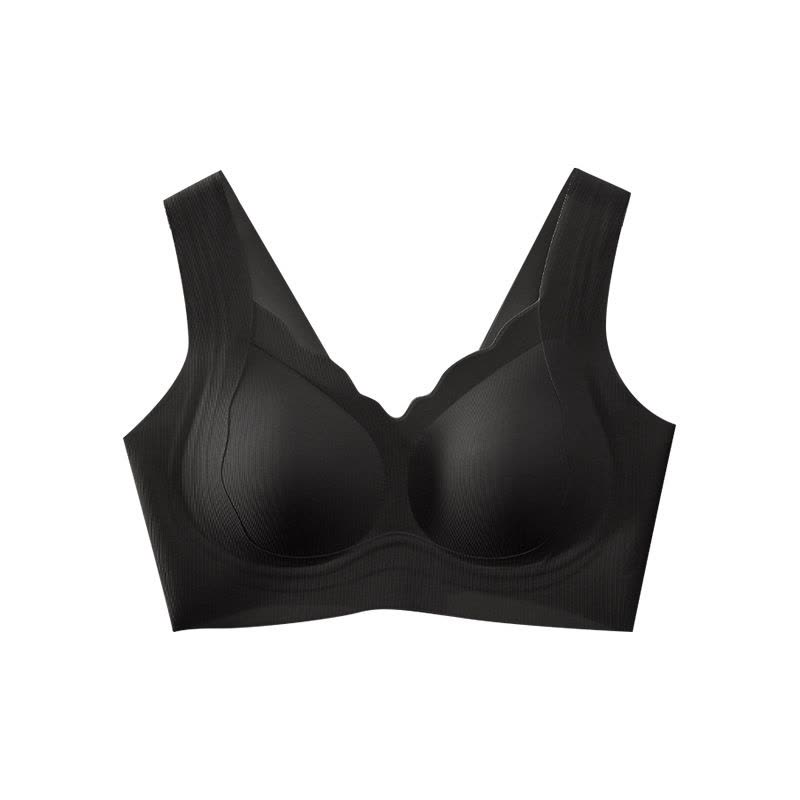 女士文胸无钢圈聚拢支撑宽肩带舒适亲肤磨毛保暖无痕双层提拉内衣图片
