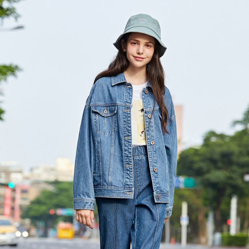 森马牛仔外套女秋季流行时尚翻领宽松oversized潮流上衣港风chic图片