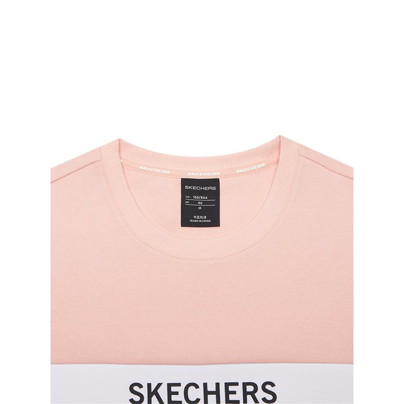 Skechers斯凯奇女子字母印花拼接长袖套头衫运动休闲卫衣L319W094
