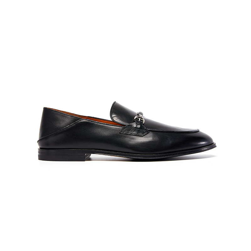 BALLY/巴利 WELITON男士黑色纯色小牛皮巴布什乐福鞋 6220956
