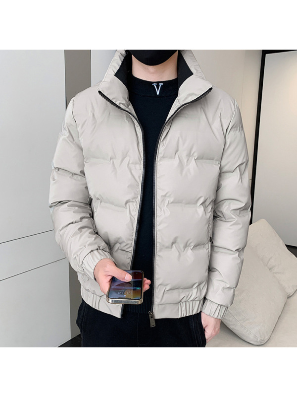 冬装新款羽绒服男立领潮流纯色百搭青年羽绒服帅气保暖面包服外套