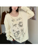 趣味kt猫印花慵懒卡通薄款长袖T恤女装夏季新款宽松防晒罩衫上衣
