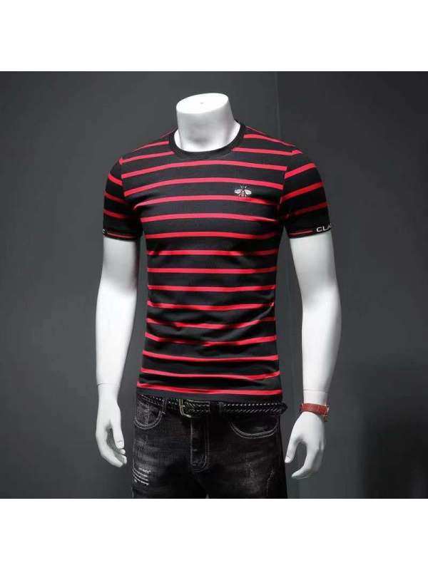 Ceen Bulled42链接夏季短袖T恤男潮流圆领时尚印花修身半截韩版打底T