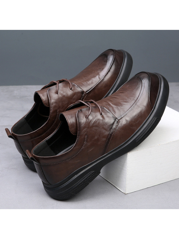 2025春季新款真皮男鞋透气商务正装皮鞋男士潮流百搭圆头休闲鞋男