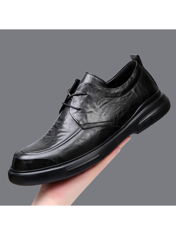 2025春季新款男鞋真皮厚底透气软底商务休闲鞋潮百搭正装皮鞋男士
