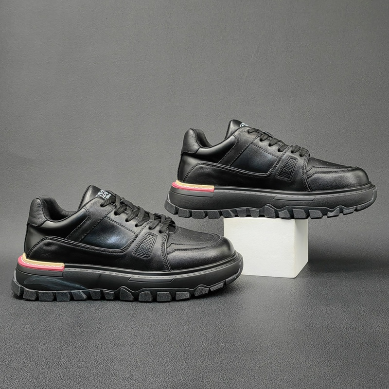 秋季鞋子男真皮增高鞋厚底板鞋男款潮鞋欧洲站男鞋头层牛皮休闲鞋