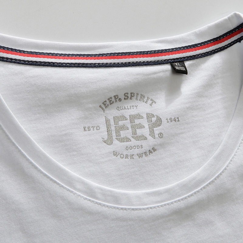 JEEP短袖t恤男圆领白色休闲T恤潮半截袖吉普休闲