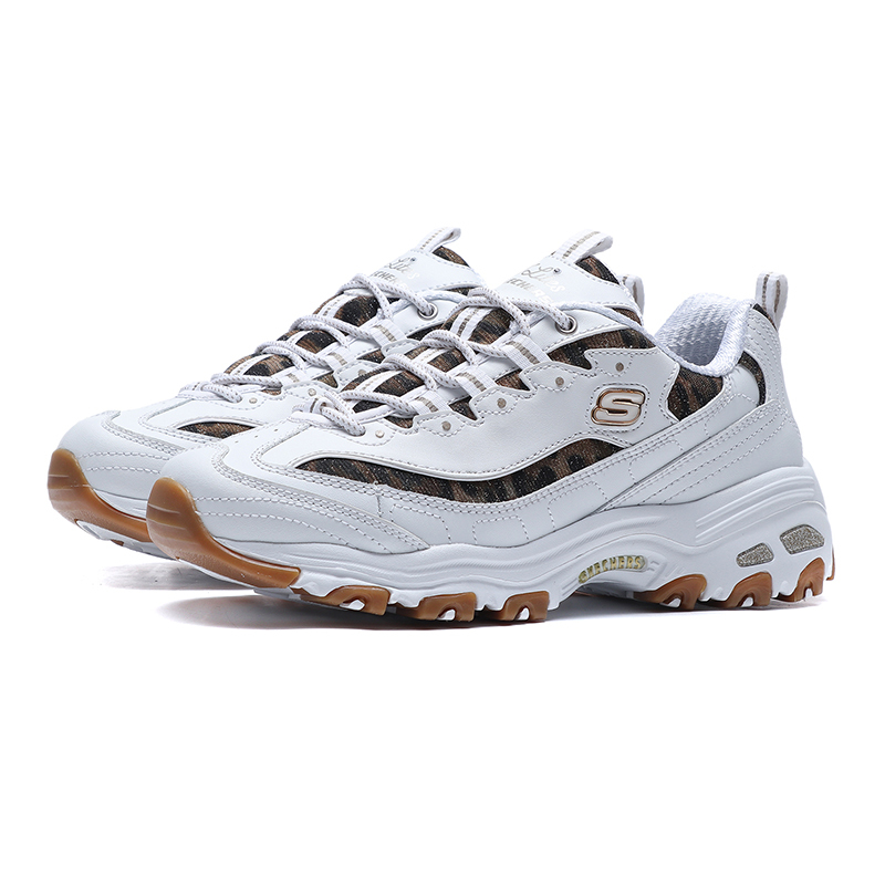 Skechers斯凯奇女鞋休闲鞋豹纹熊猫鞋时尚老爹鞋运动鞋13158