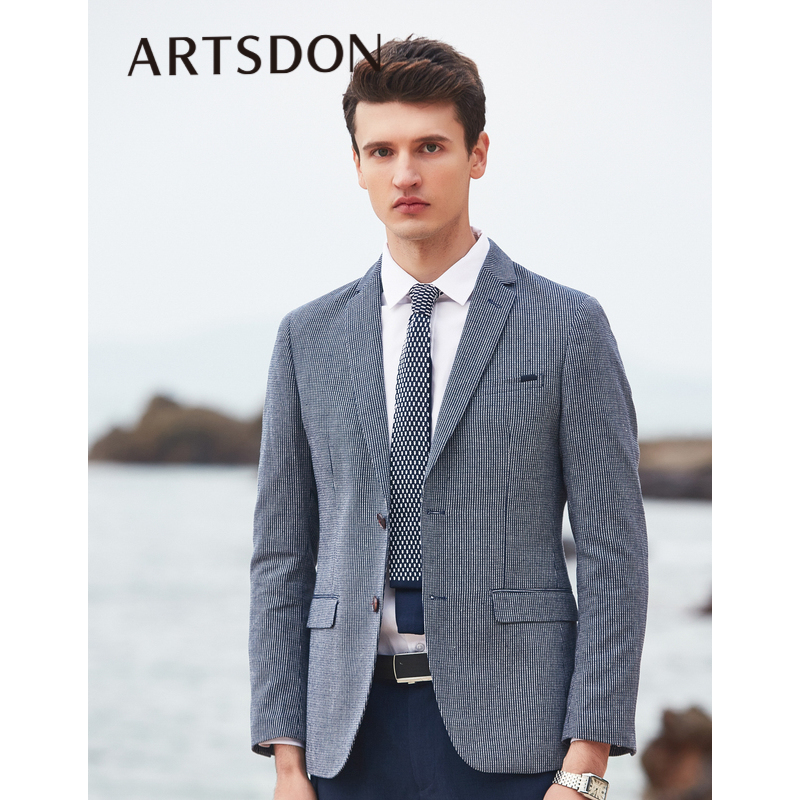 Artsdon/阿仕顿男装时尚条纹休闲西服春秋款男士西服外套