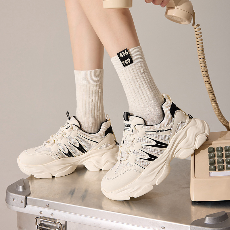 2023秋季厚底真皮老爹鞋女轻便百搭街拍运动鞋ins潮休闲女鞋