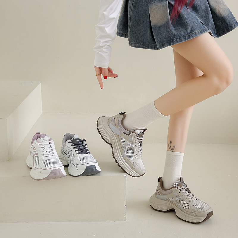 2025春季新款韩版透气老爹鞋女ins学生休闲鞋女厚底跑步女鞋