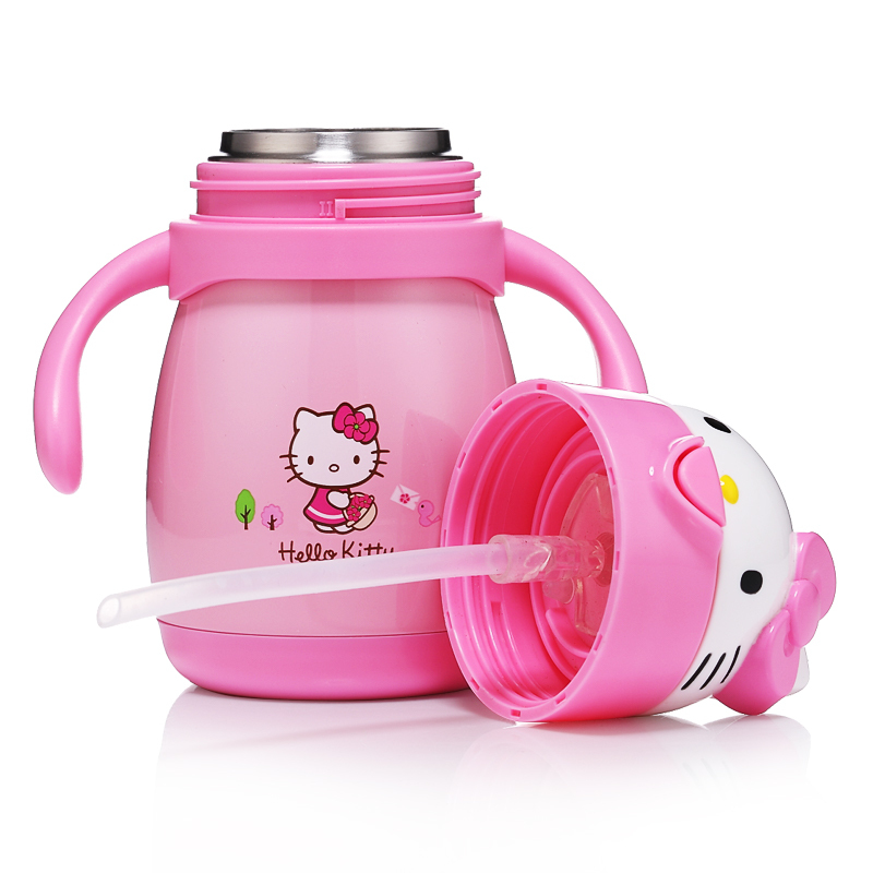 Hello Kitty （凯蒂猫）儿童3D造型双手柄弹盖吸管保温杯260ml