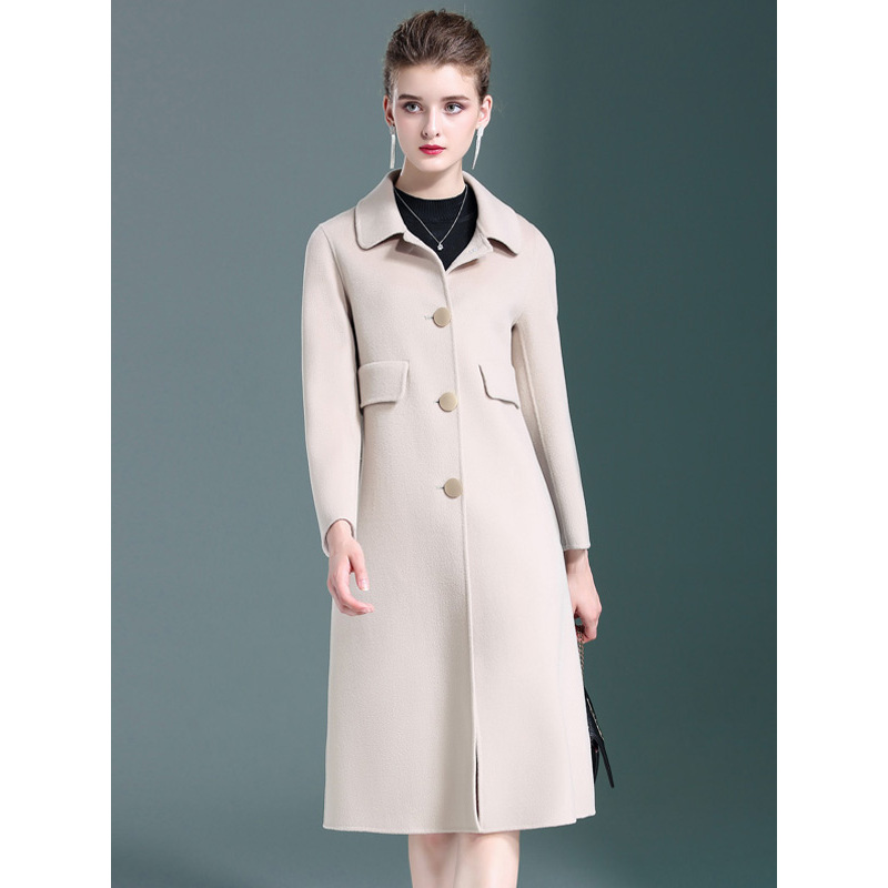 恒源祥女士毛呢大衣秋冬款双面呢羊毛大衣女毛呢外套视频