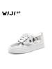 WIJI新款春夏涂鸦气质小白鞋新潮款后跟透明休闲运动女鞋系带平底
