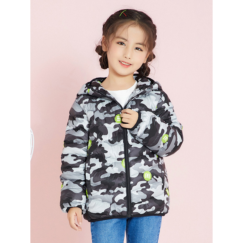 千仞岗(CHERICOM)秋冬新款儿童羽绒服男童女童时尚迷彩连帽保暖冬装外套