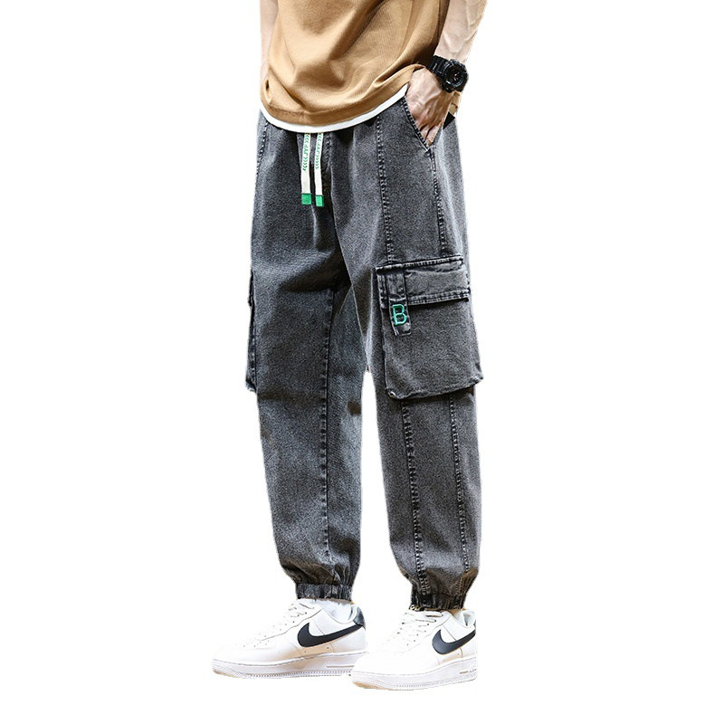 春秋大码牛仔裤男士加肥加大潮牌束脚裤子男款时尚宽松休闲哈伦裤