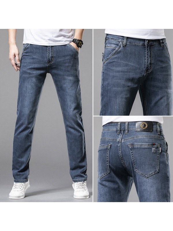 Ceba雾蓝牛仔裤男款宽松潮流青年直筒裤男款修身牛仔裤新塘牛仔裤