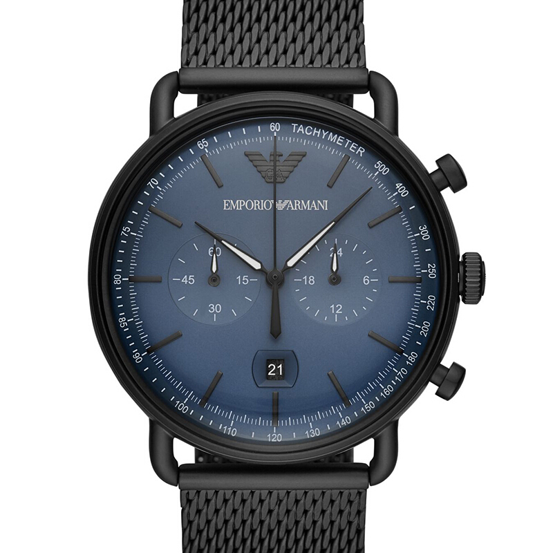 emporioarmani阿玛尼手表男飞行员时尚编制钢带石英男表ar11201