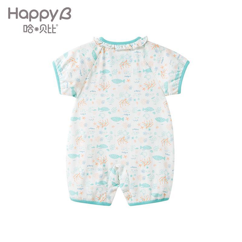 哈贝比（happyB） 婴儿连体衣夏 新生儿衣服宝宝衣服 女宝宝纯棉外出服哈衣爬服