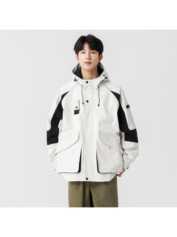男装春秋冬季新款青少年潮流韩版时尚情侣款工装夹克百搭连帽上衣