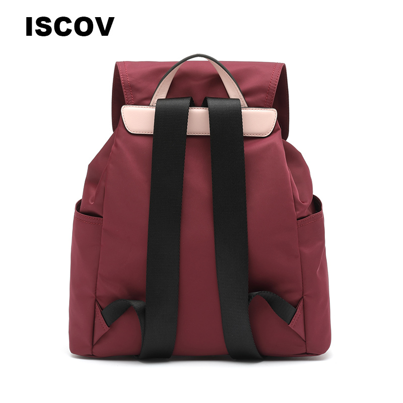 ISCOV休闲尼龙双肩包时尚撞色防泼水大容量背包