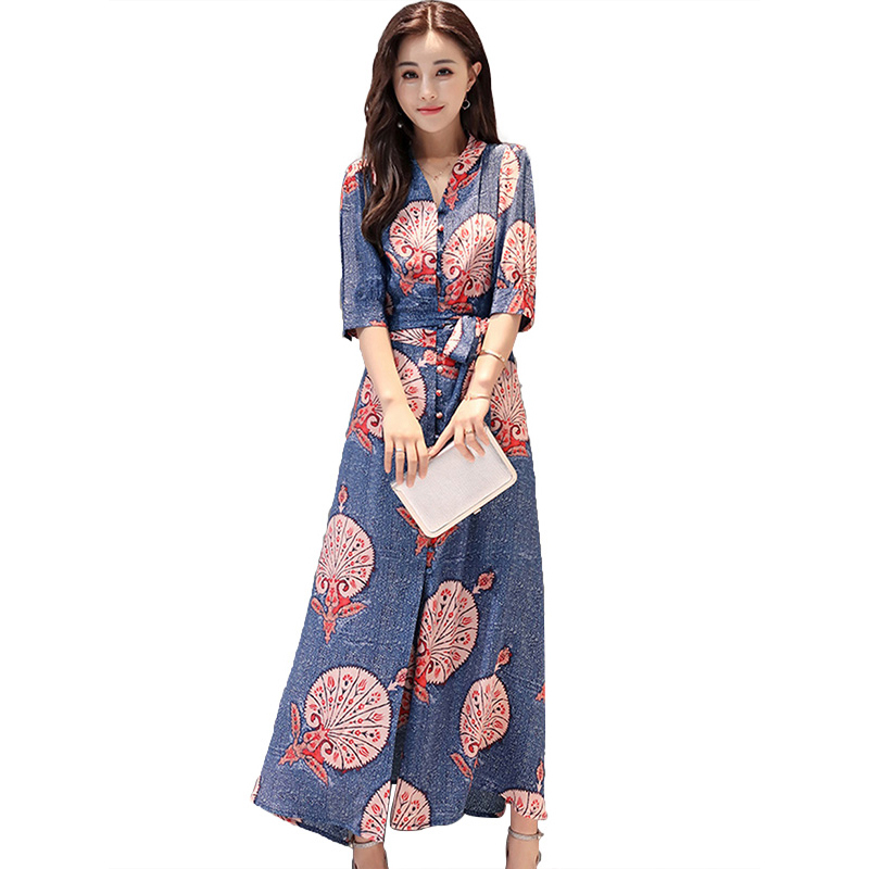 丝柏舍2018年秋装新款女装时尚简约款花色中长款连衣裙s81q0171l