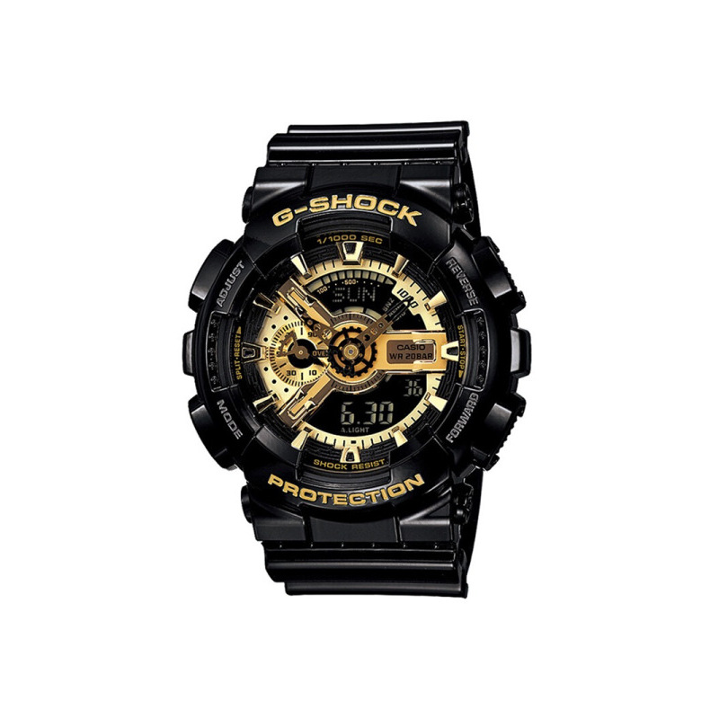 CASIO卡西欧日韩品牌 石英表 男 G-SHOCK系列黑金运动防水大表盘多功能树脂男士石英表GA-110GB-1A
