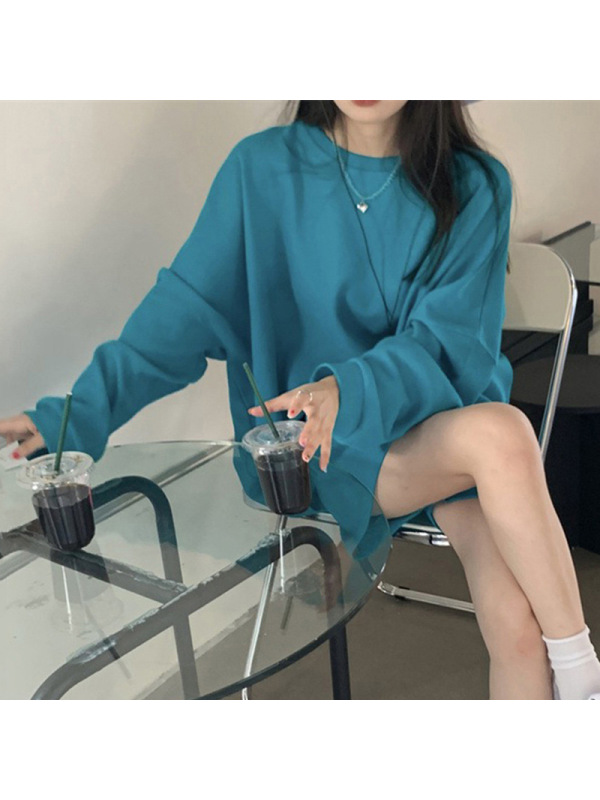 米尼绒棉质卫衣女秋装新款韩版纯色无帽薄款外套ins潮宽松上衣服