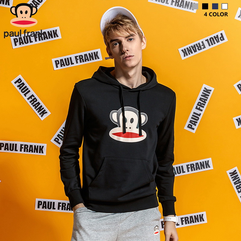 Paul Frank/大嘴猴经典简约男装秋套头抽绳卫衣连帽宽松外套