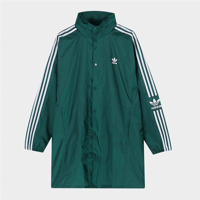 adidas三叶草男外套跑步训练运动服透气舒适防风时尚休闲连帽夹克fl