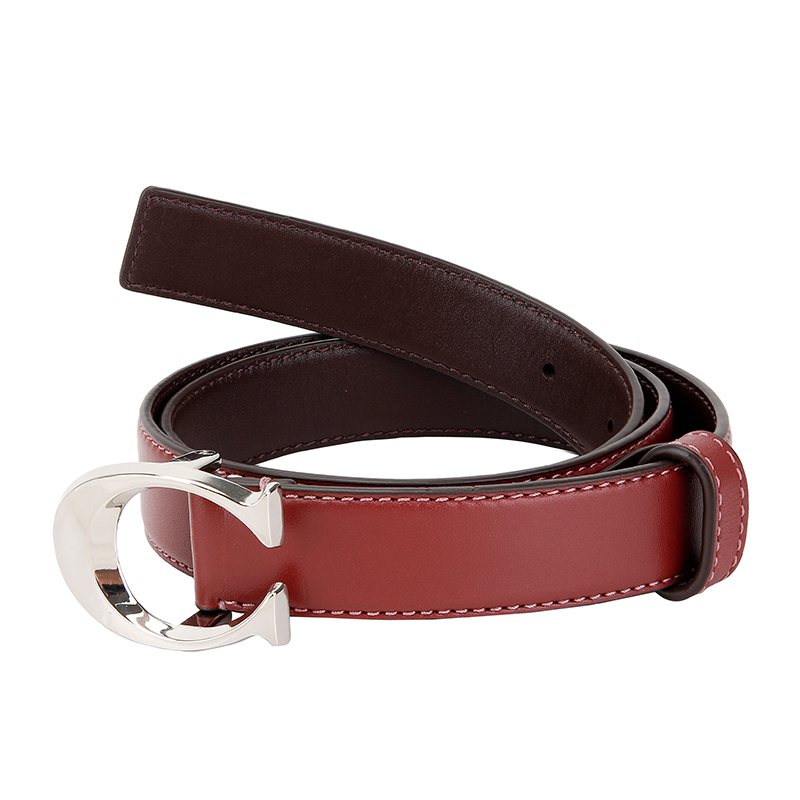 coach蔻驰奢侈品女士酒红色皮革腰带皮带f83960svl3us