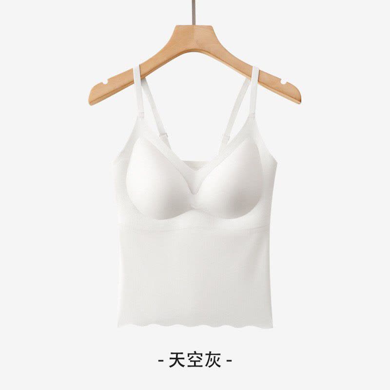 无痕带胸垫吊带背心女士夏季薄款内搭外穿白色长款打底杉美背上衣图片