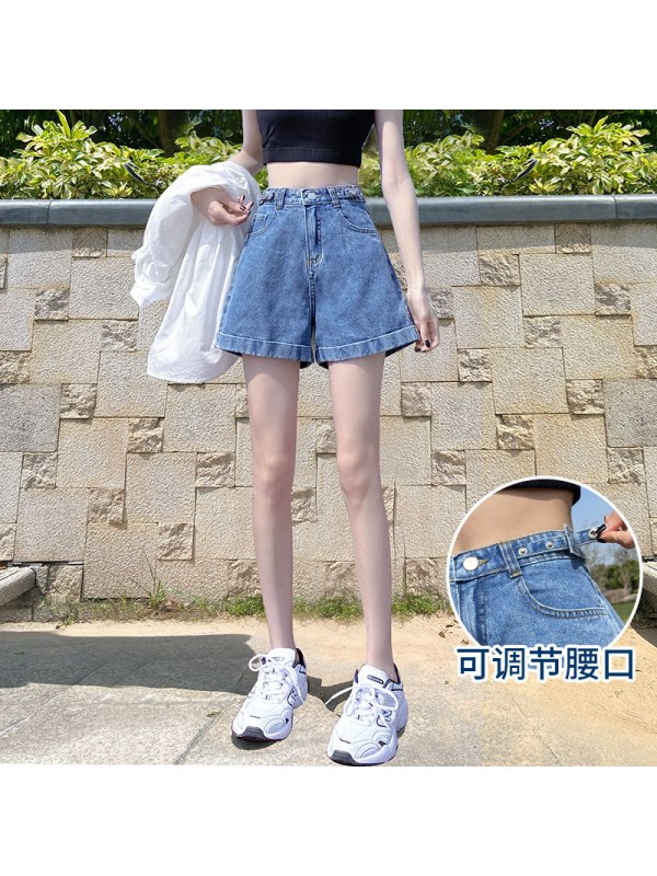 Ceba夏季2022年新款宽松高腰显瘦网红a字阔腿裤潮ins牛仔超短裤女