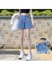 Ceba夏季2022年新款宽松高腰显瘦网红a字阔腿裤潮ins牛仔超短裤女