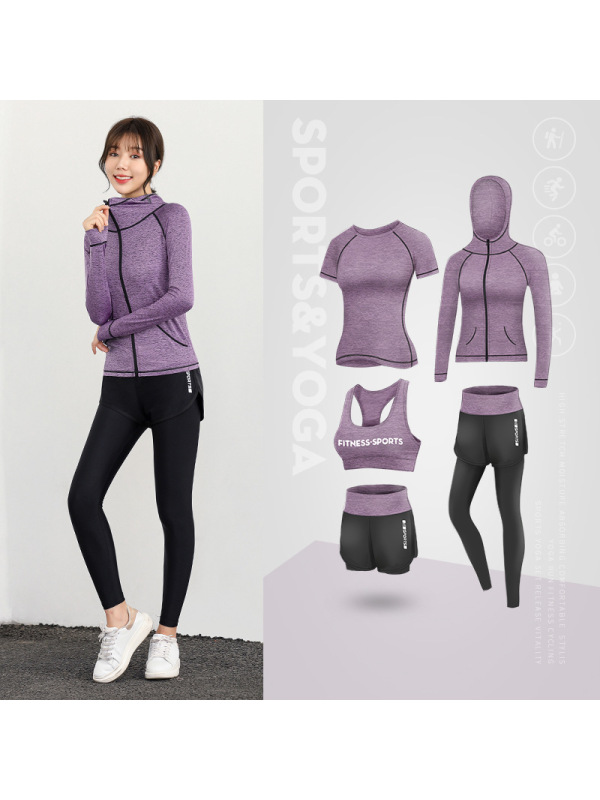 CeenBulled运动套装暴汗服女健身房春季跑步休闲速干五件套初学者时尚瑜伽服