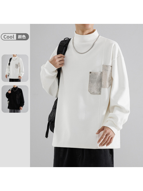 卫衣男半高领加绒保暖潮牌套头秋冬季韩版潮流内搭外穿长袖卫衣