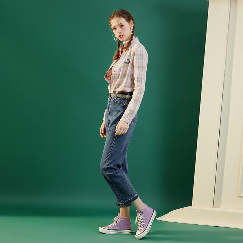 【专柜同款】高腰牛仔裤女2019春秋新款韩版网红宽松bf风直筒休闲裤显瘦九分裤20015605