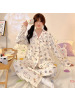秋冬季长袖睡衣女云朵棉开衫翻领可爱卡通韩版休闲宽松家居服套装