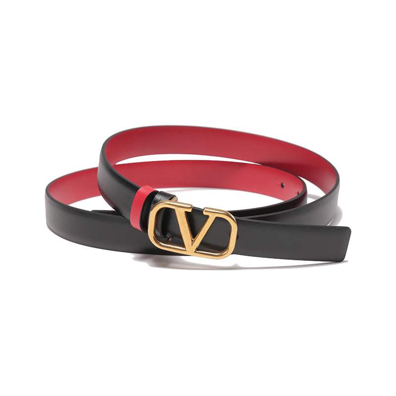 华伦天奴 VALENTINO 女士皮革VLOGO SIGNATURE不可裁剪复古双面使用皮带腰带1W2T0S12ZFR