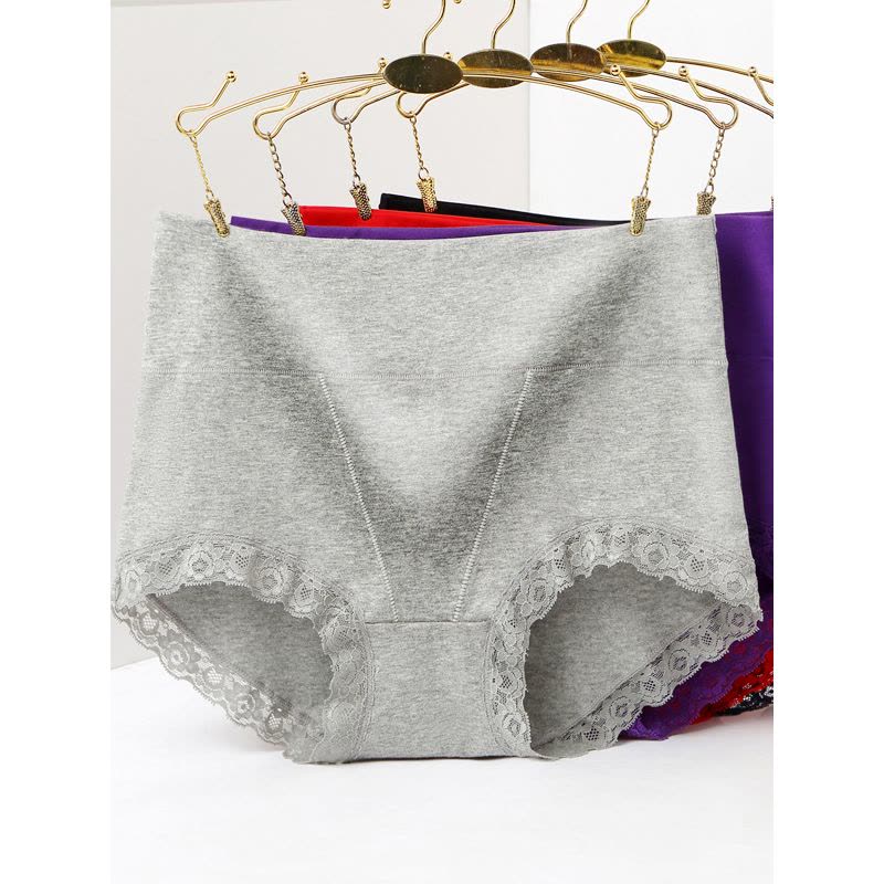 初愫3条装中高腰收腹蕾丝花边女士内裤图片