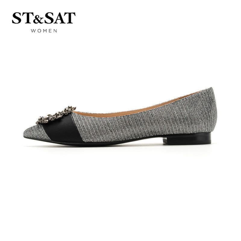St&Sat/星期六商场同款扣饰尖头低跟单鞋女鞋SS81111145图片