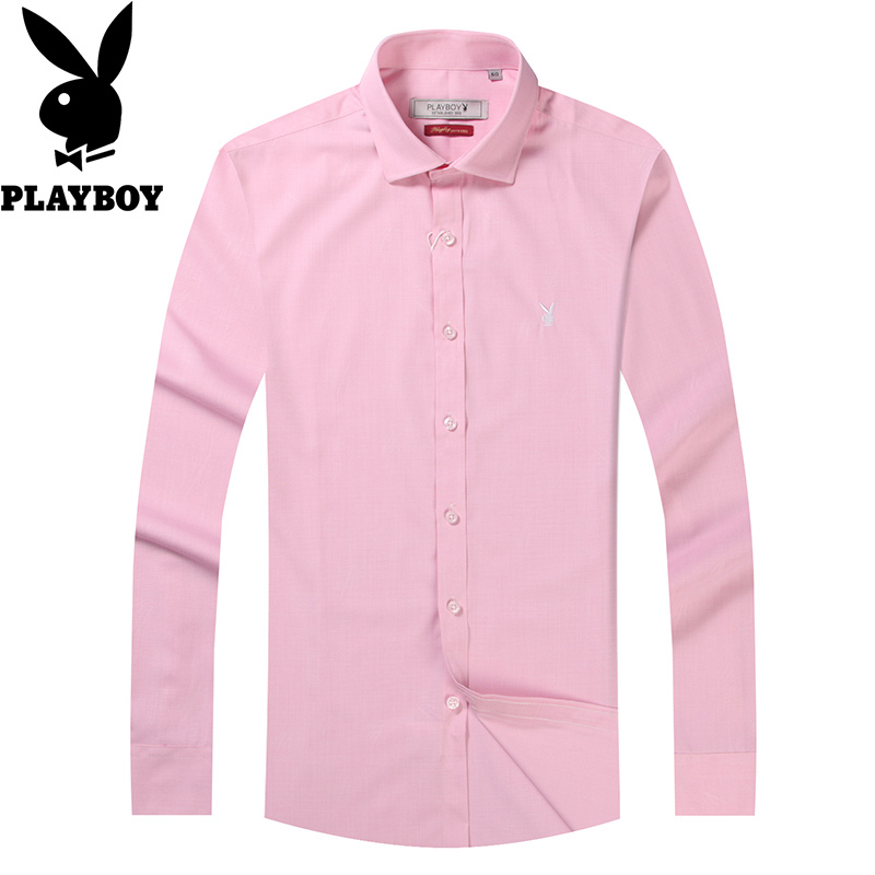 花花公子(PLAYBOY)男士衬衫 时尚上衣男工装上班青年春夏纯色衬衣修身寸衫