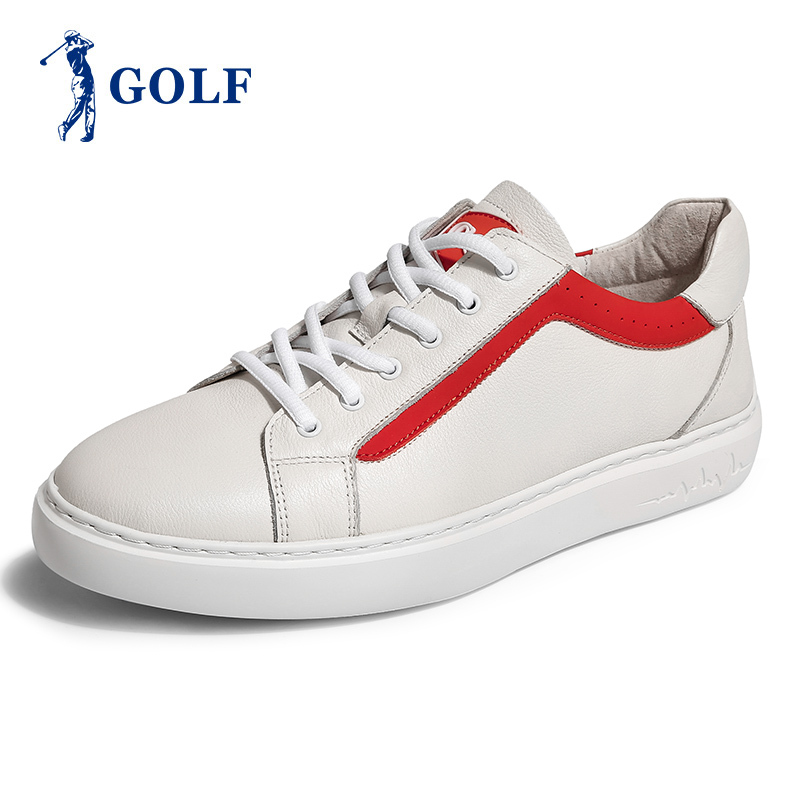 GOLF高尔夫2019春季新款男鞋时尚个性撞色潮流鞋子板鞋真皮休闲鞋