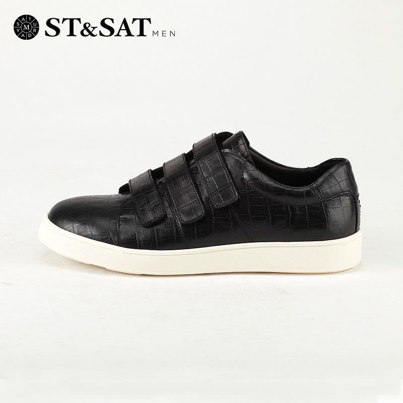 星期六(ST&SAT)男鞋石头纹牛皮革圆头平底休闲皮鞋SS53128764图片