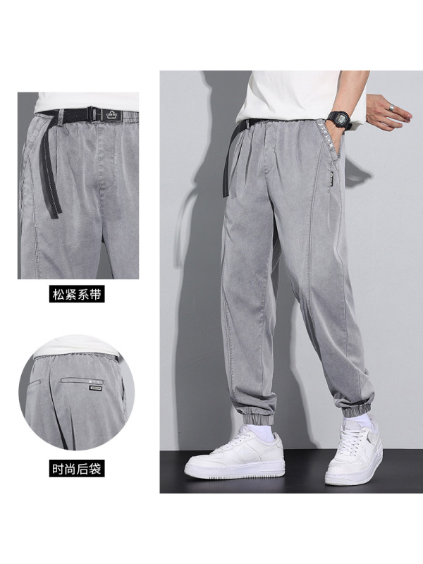 Ceba春夏新款 潮牌痞帅男士牛仔裤 高弹宽松束脚冰丝裤夏广东新塘牛仔